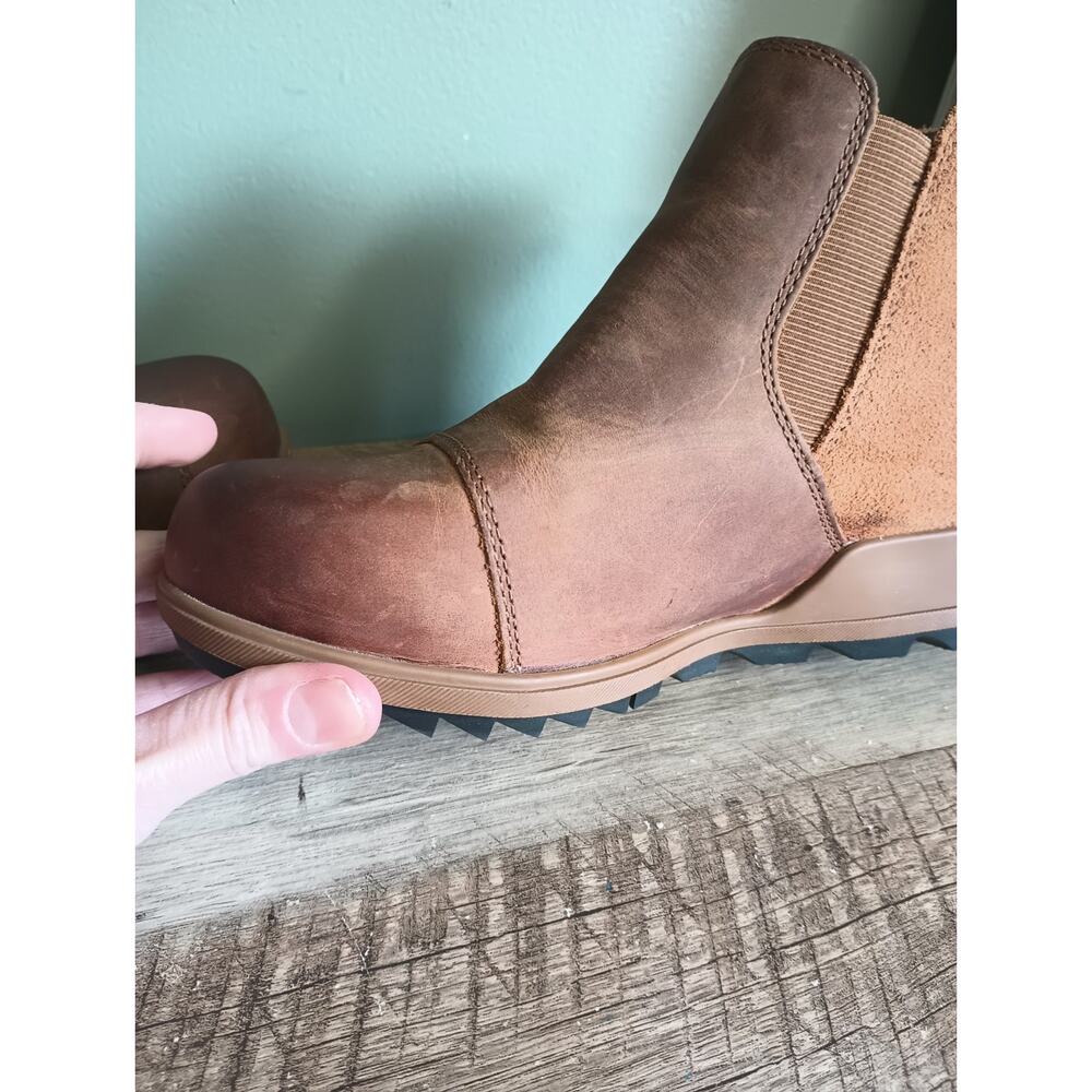 Sorel Evie Waterproof Leather And Suede Wedge Bootie Womens 6 Tan Rustic - Picture 9 of 13